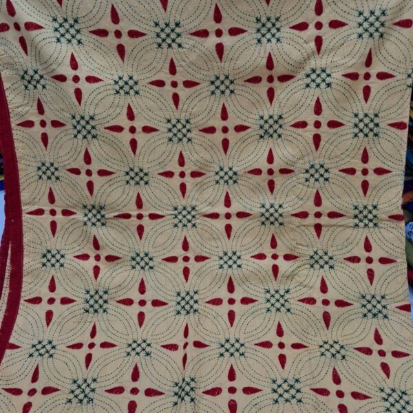 Handmade Red Nakshi Kantha – Traditional Bangladeshi Handcrafted Quilt